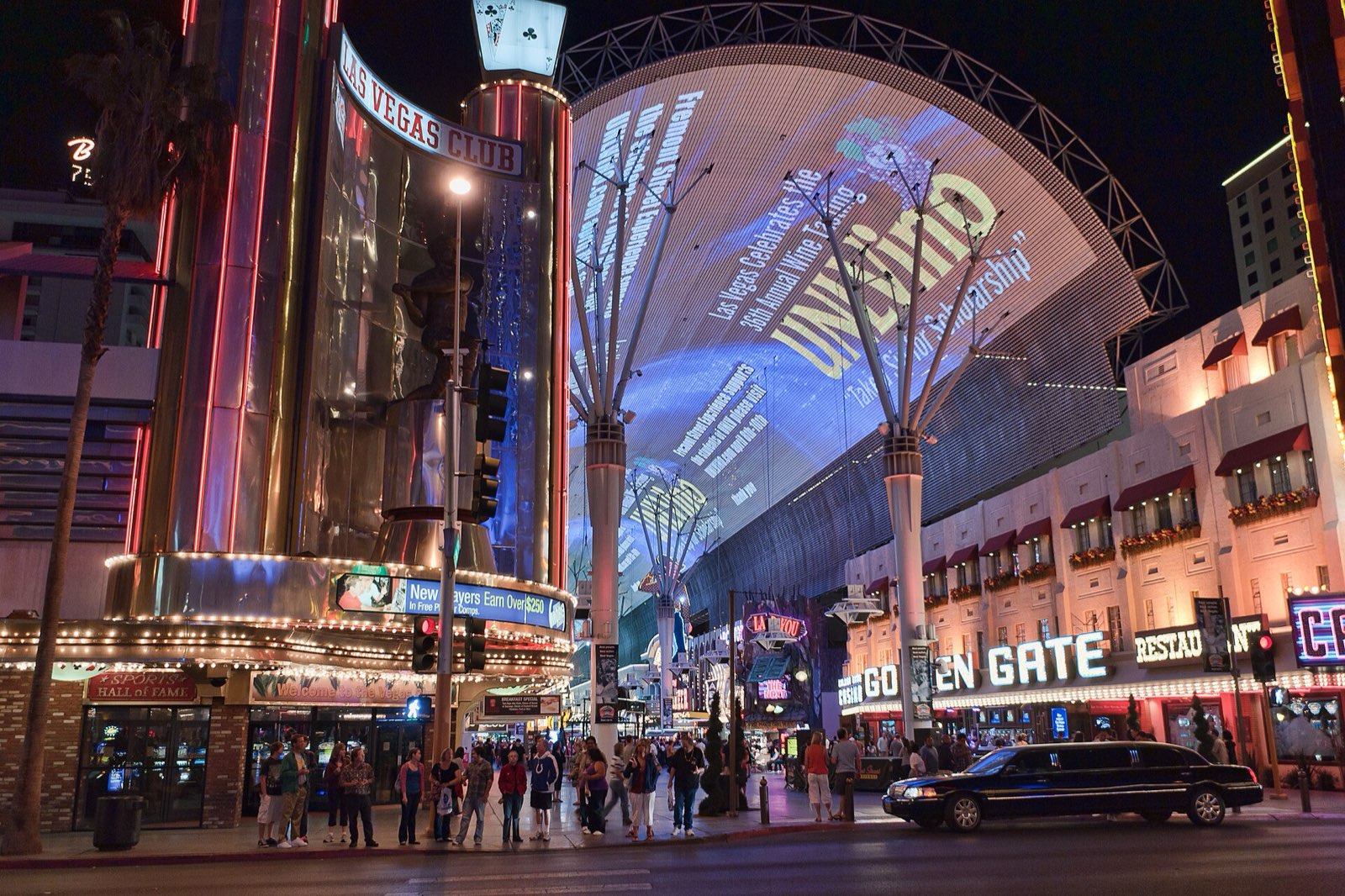 Fremont Street in downtown Las Vegas at night